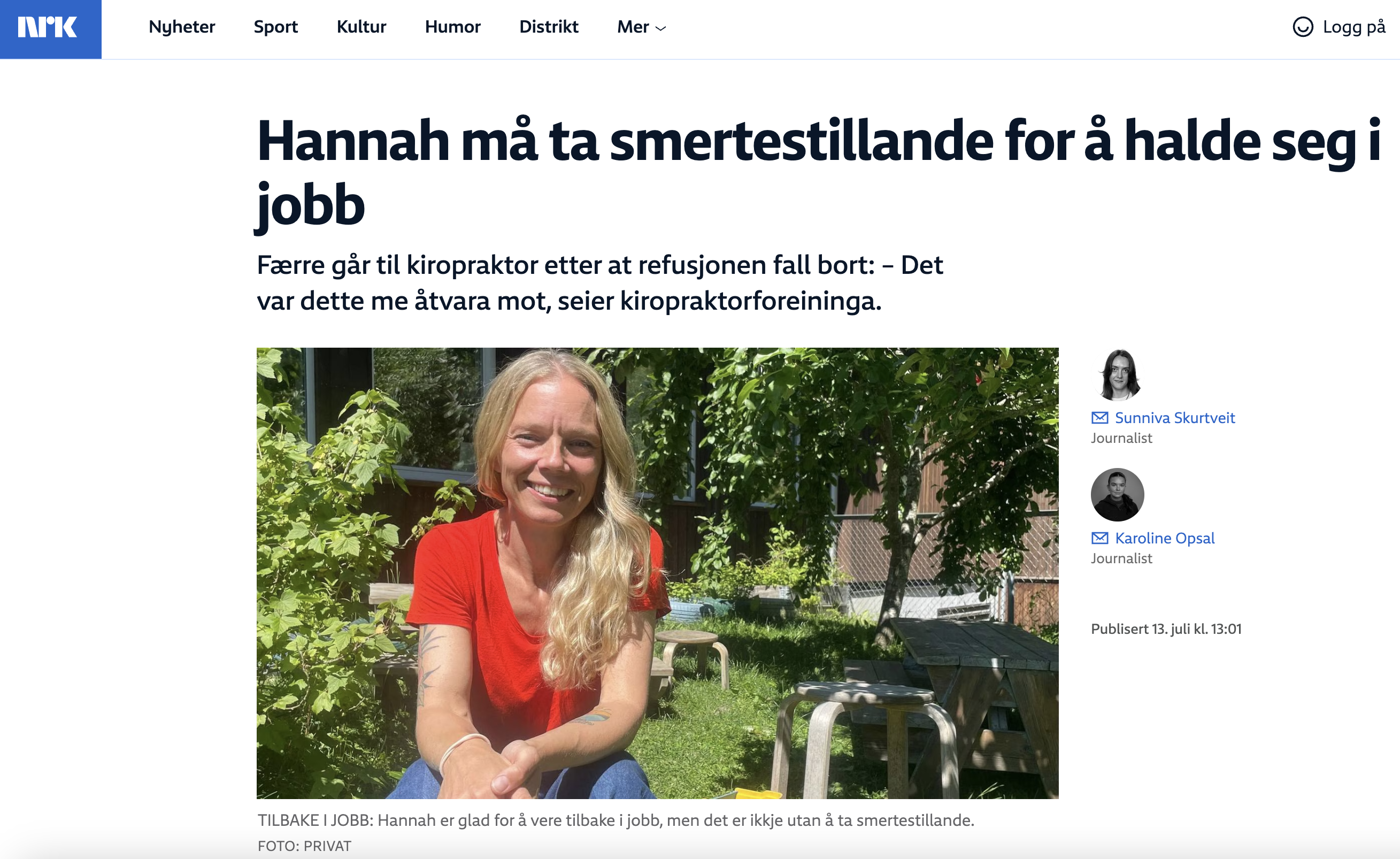 Tar sterke smertestillende medisiner for gå på jobb