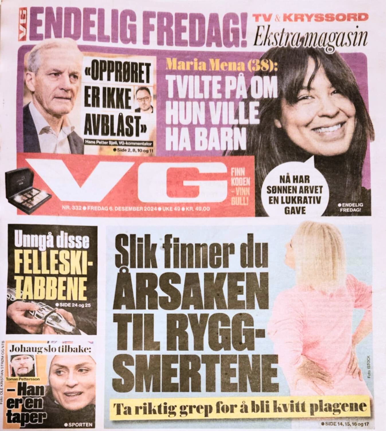 Ryggsmerter på dagsorden i VG